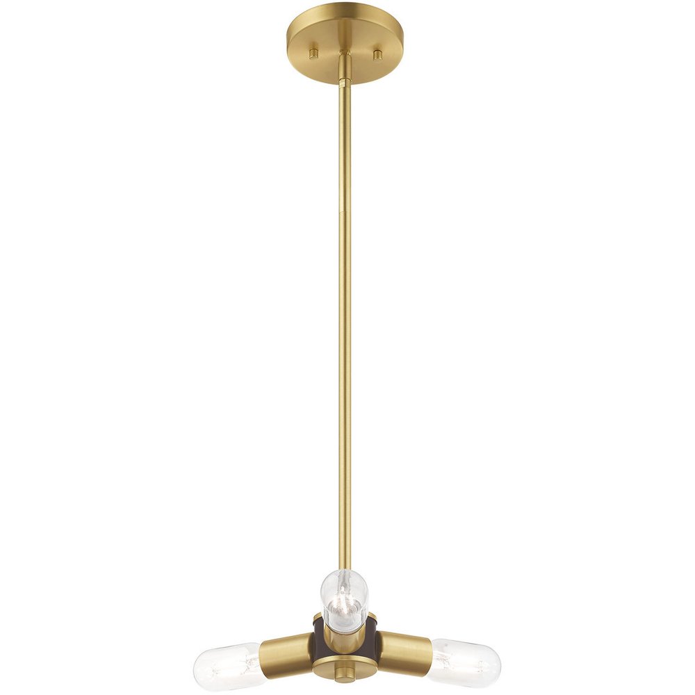 Brass Three Light Metal Dimmable Chandelier With Shades