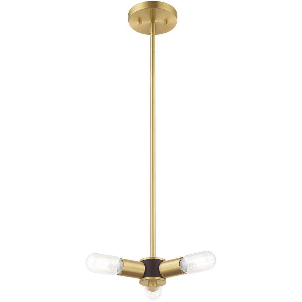 Brass Three Light Metal Dimmable Chandelier With Shades