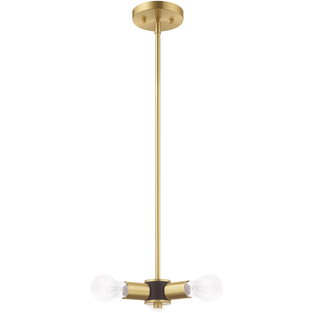 Brass Three Light Metal Dimmable Chandelier With Shades