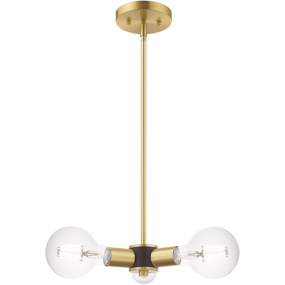 Brass Three Light Metal Dimmable Chandelier With Shades