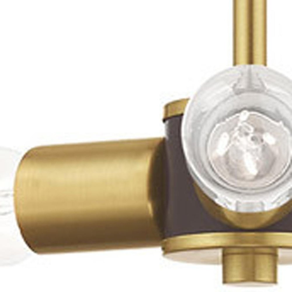 Brass Three Light Metal Dimmable Chandelier With Shades