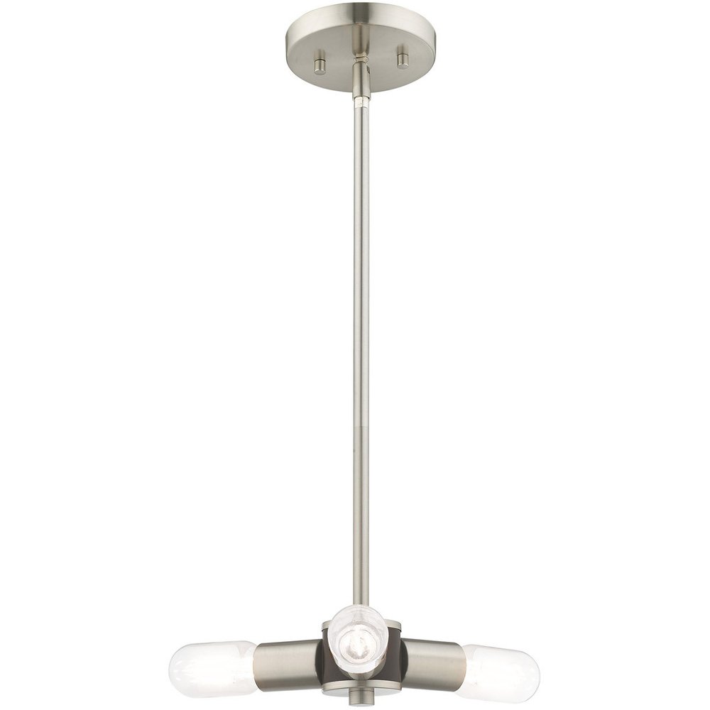 Nickel Three Light Metal Dimmable Chandelier With Shades