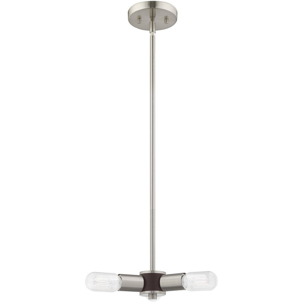 Nickel Three Light Metal Dimmable Chandelier With Shades
