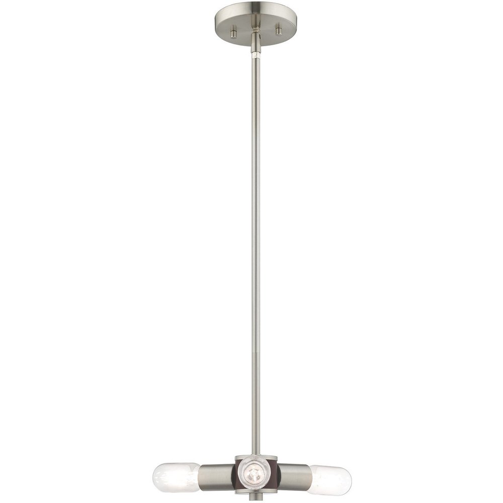 Nickel Three Light Metal Dimmable Chandelier With Shades