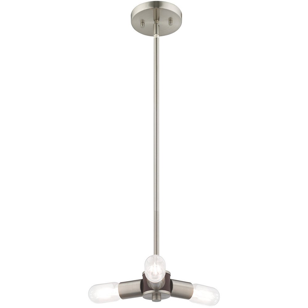 Nickel Three Light Metal Dimmable Chandelier With Shades