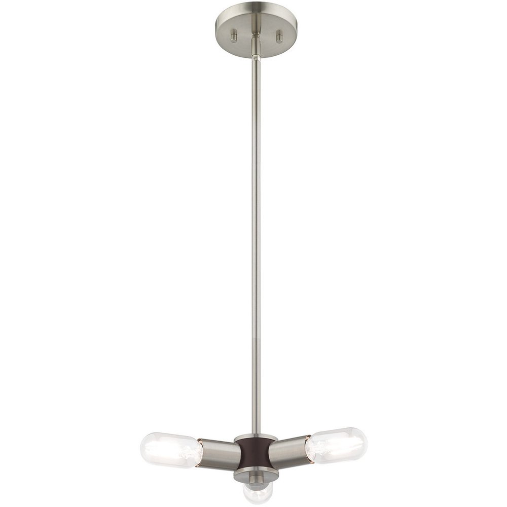 Nickel Three Light Metal Dimmable Chandelier With Shades
