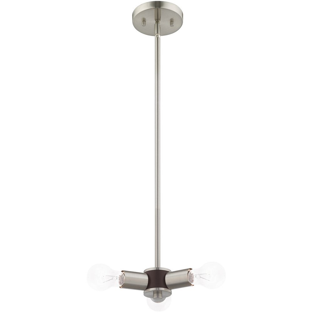 Nickel Three Light Metal Dimmable Chandelier With Shades