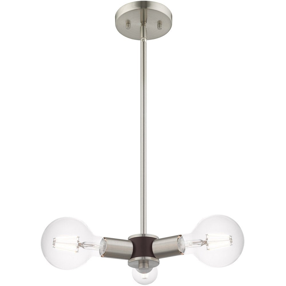 Nickel Three Light Metal Dimmable Chandelier With Shades
