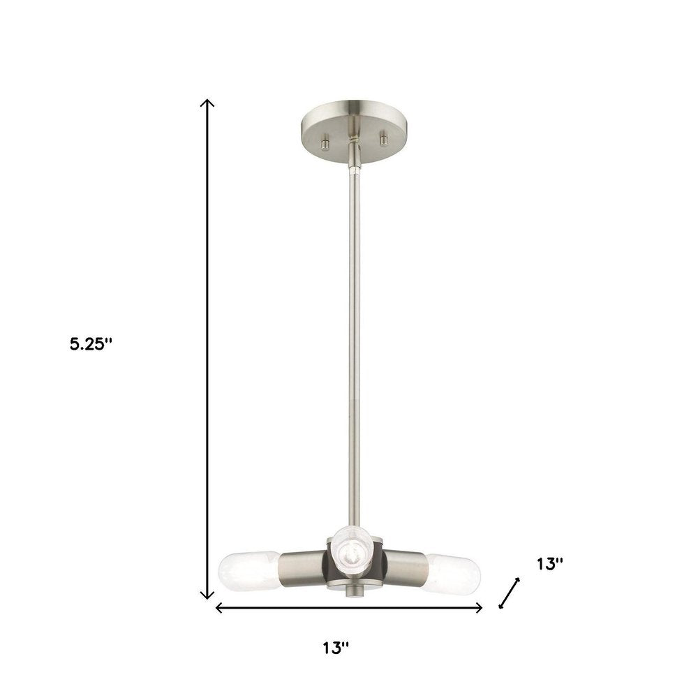 Nickel Three Light Metal Dimmable Chandelier With Shades