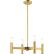 Brass Four Light Metal Dimmable Chandelier With Shades