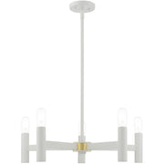 White Five Light Dimmable Chandelier With Shades