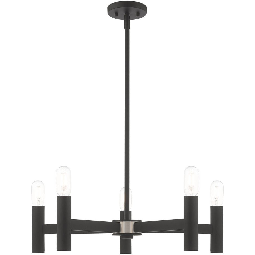 Black Five Light Dimmable Chandelier With Shades