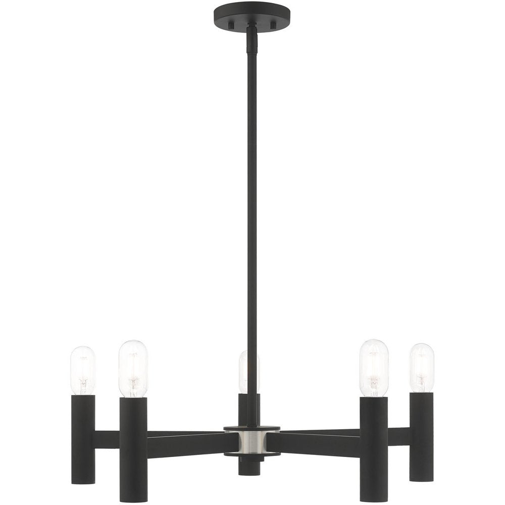 Black Five Light Dimmable Chandelier With Shades
