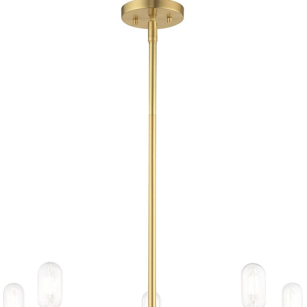 Brass Five Light Metal Dimmable Chandelier With Shades