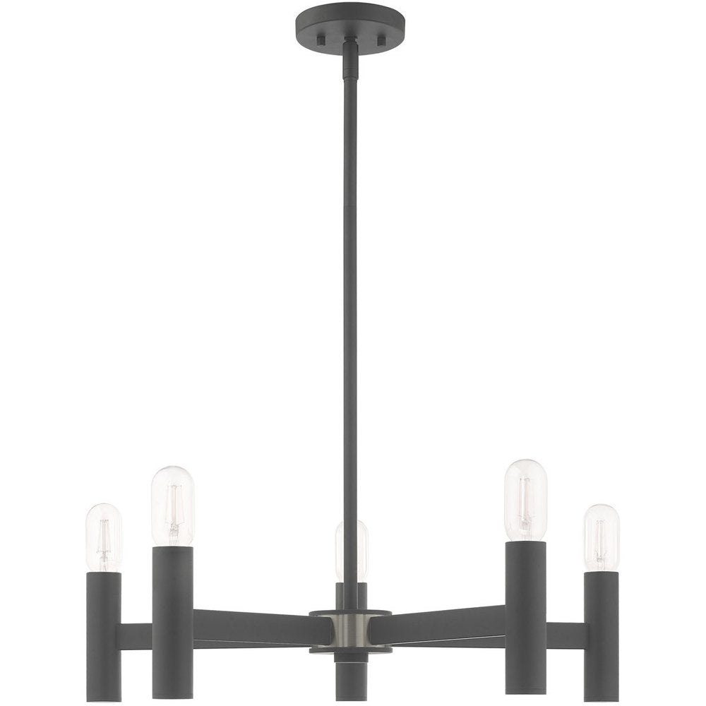 Five Light Dimmable Chandelier With Shades