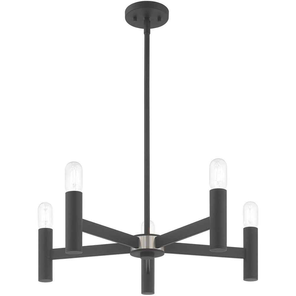 Five Light Dimmable Chandelier With Shades