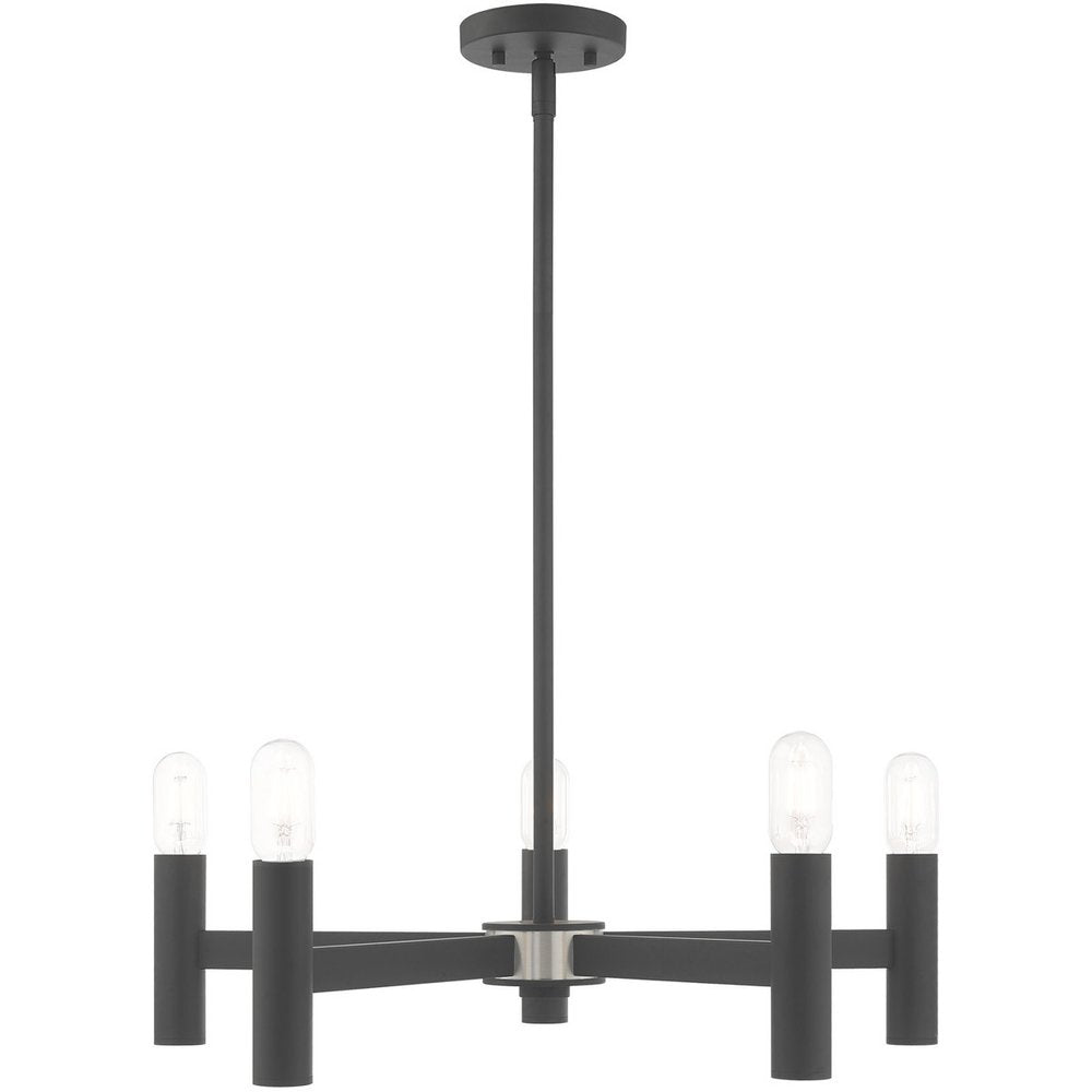 Five Light Dimmable Chandelier With Shades