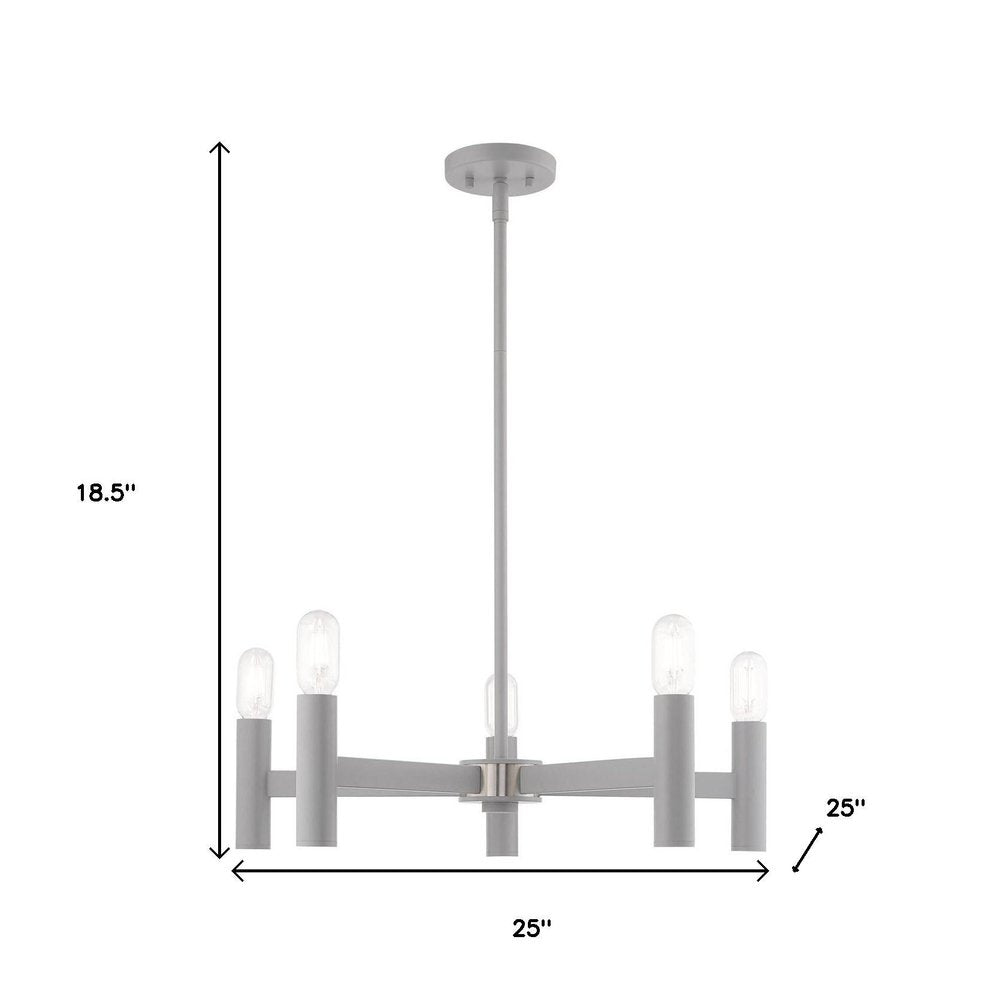 Five Light Dimmable Chandelier With Shades