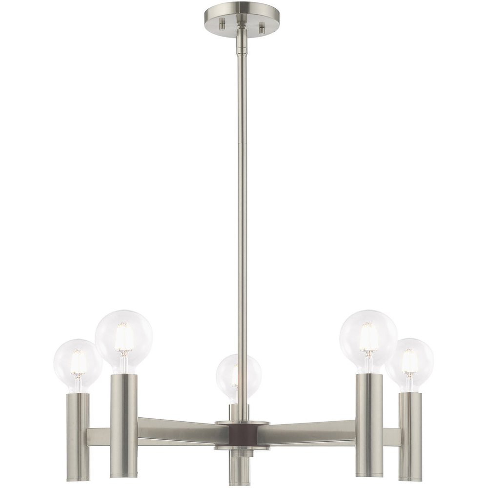 Five Light Dimmable Chandelier With Shades