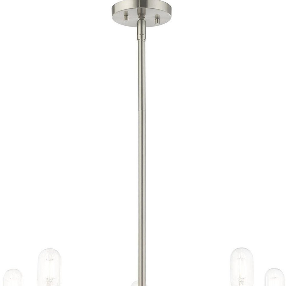 Nickel Five Light Metal Dimmable Chandelier With Shades