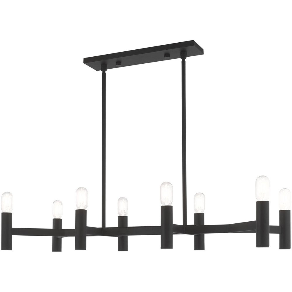 Black Eight Light Metal Dimmable Chandelier With Shades