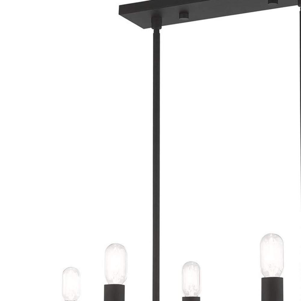 Black Eight Light Metal Dimmable Chandelier With Shades