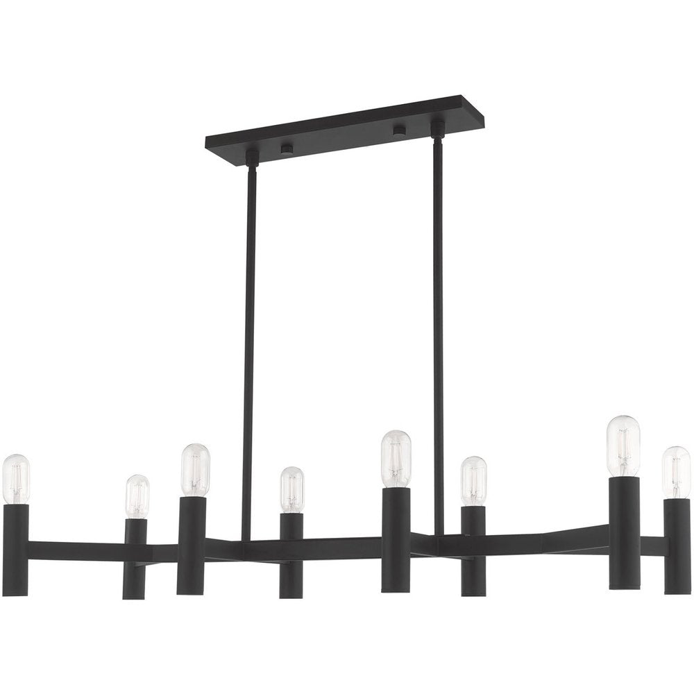 Black Eight Light Metal Dimmable Chandelier With Shades