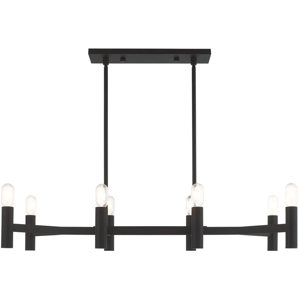 Black Eight Light Metal Dimmable Chandelier With Shades
