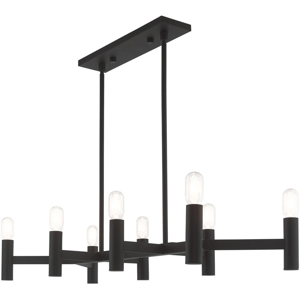 Black Eight Light Metal Dimmable Chandelier With Shades
