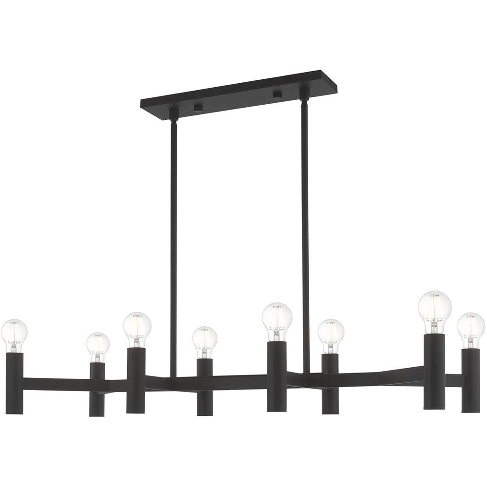 Black Eight Light Dimmable Chandelier With Shades