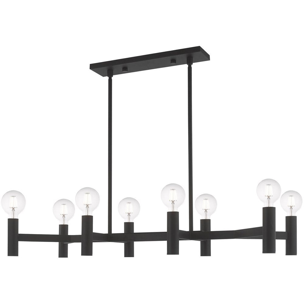Black Eight Light Dimmable Chandelier With Shades