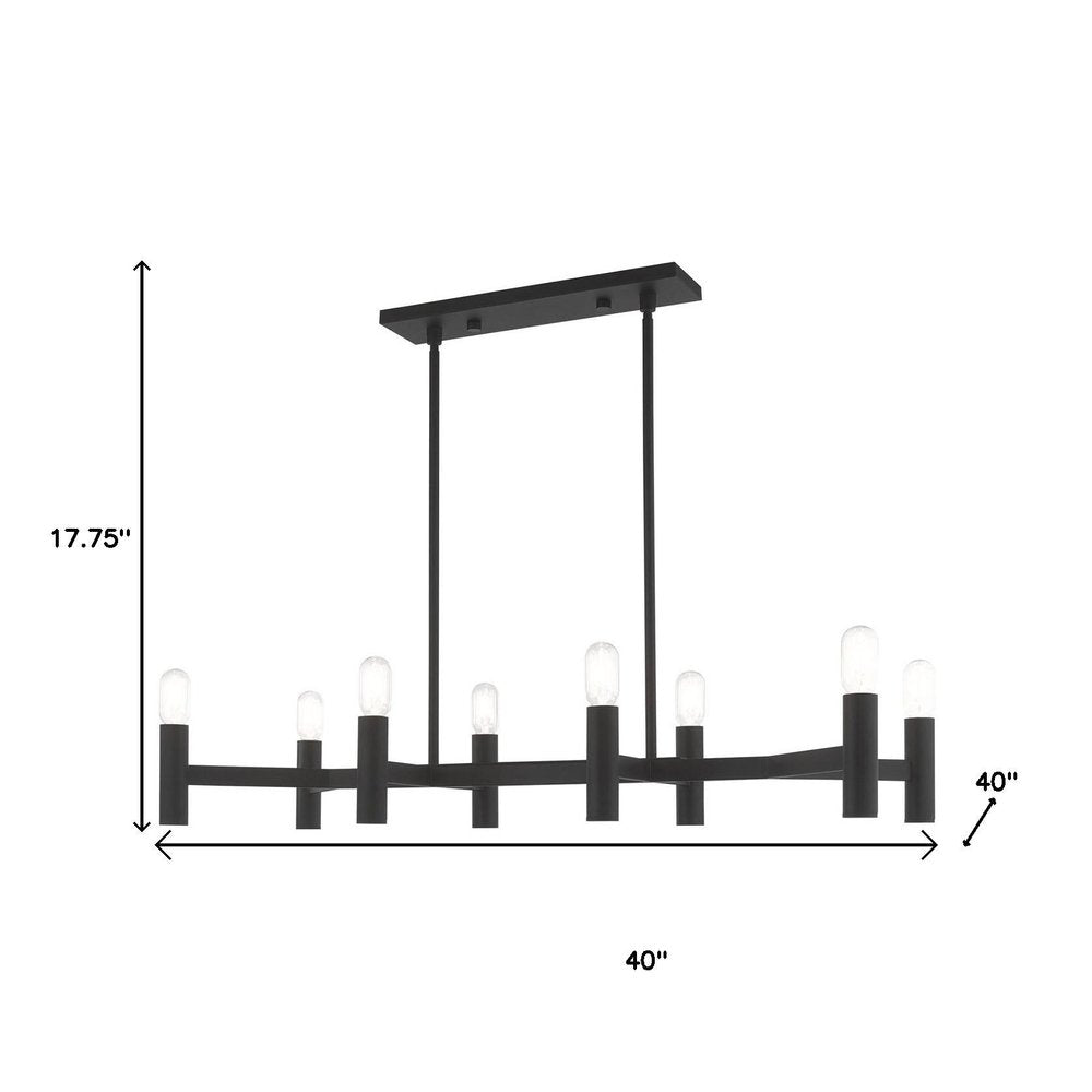 Black Eight Light Metal Dimmable Chandelier With Shades