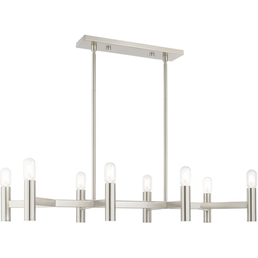 Nickel Eight Light Metal Dimmable Chandelier With Shades