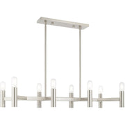 Nickel Eight Light Metal Dimmable Chandelier With Shades