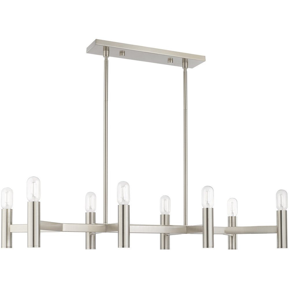 Nickel Eight Light Metal Dimmable Chandelier With Shades