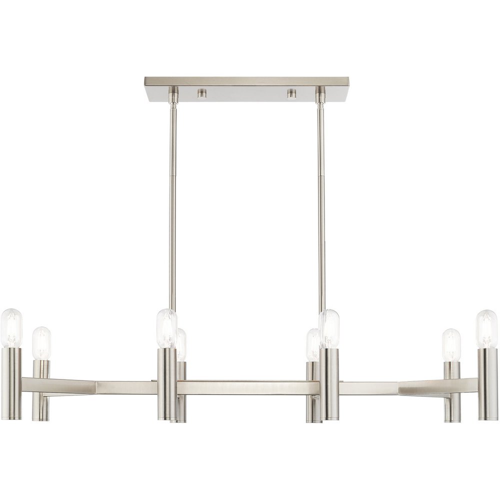Nickel Eight Light Metal Dimmable Chandelier With Shades
