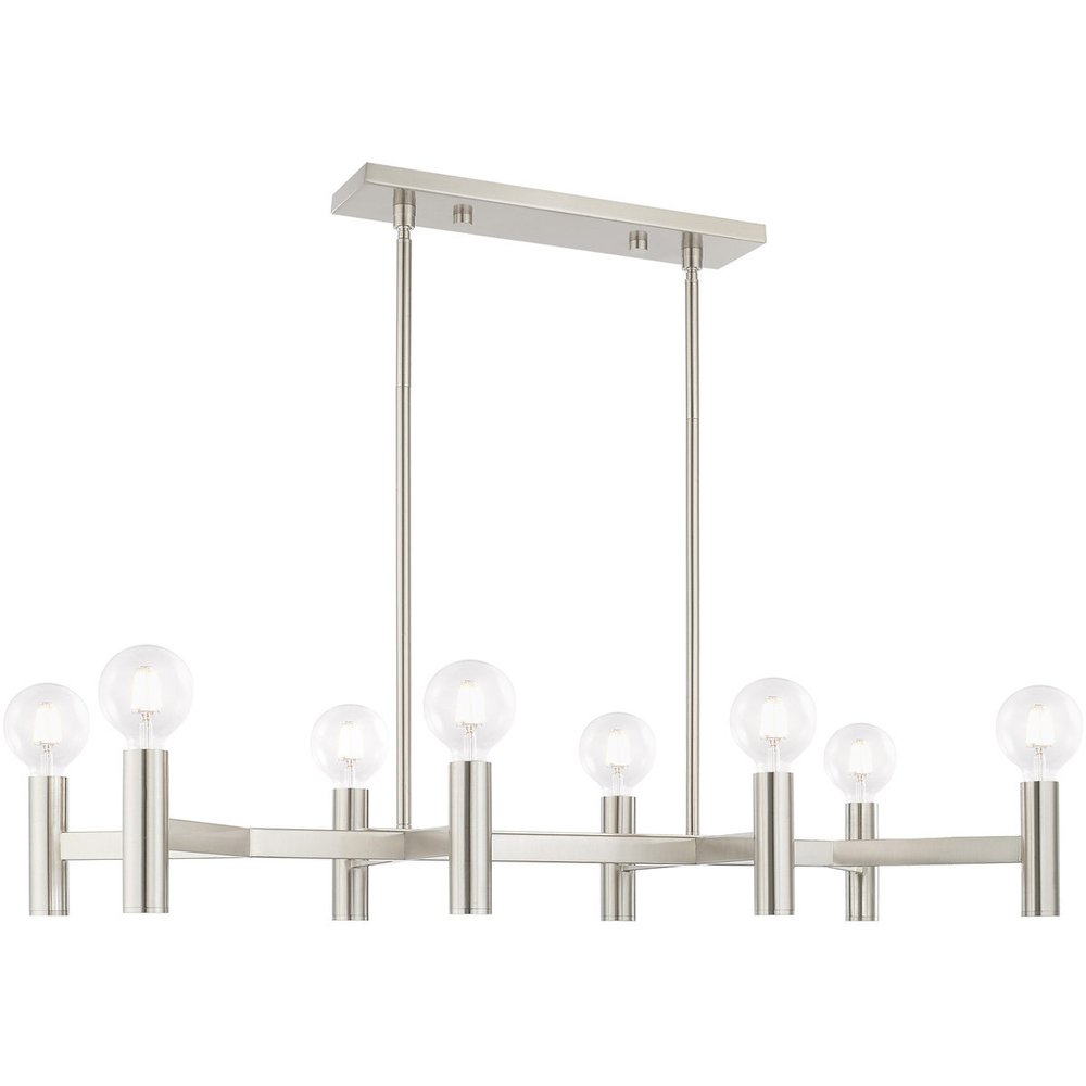 Nickel Eight Light Metal Dimmable Chandelier With Shades