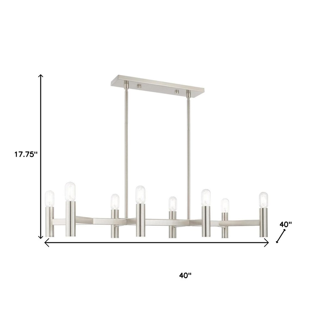 Nickel Eight Light Metal Dimmable Chandelier With Shades