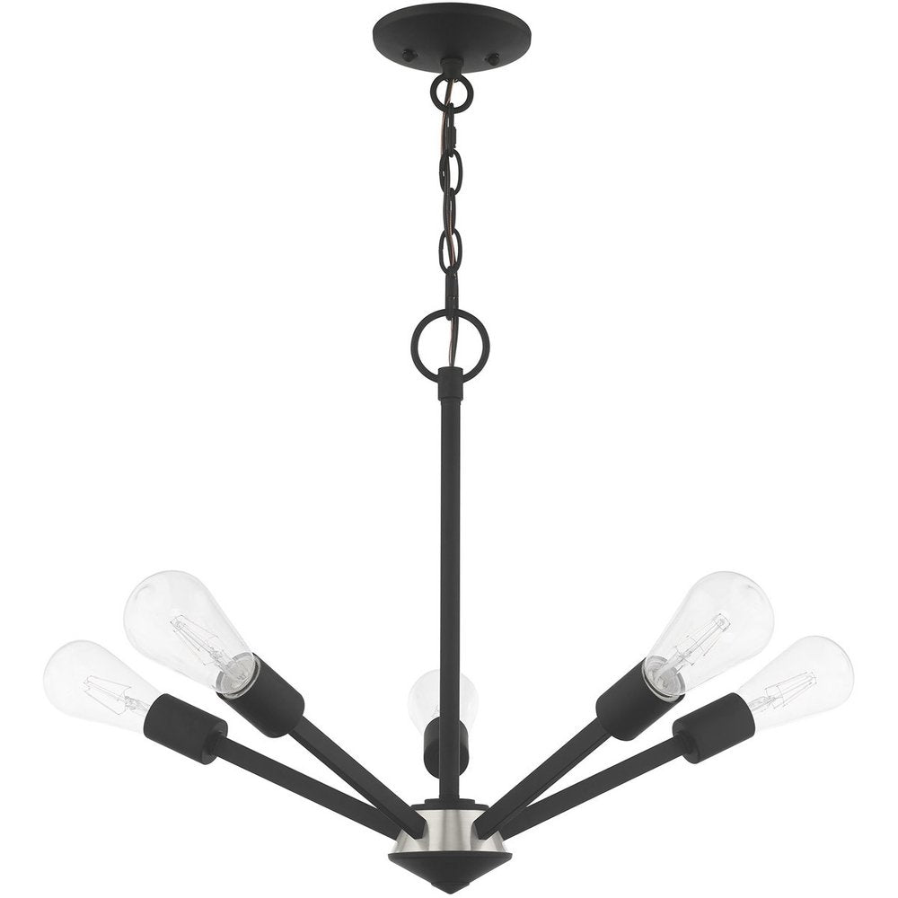 Five Light Dimmable Chandelier With Shades