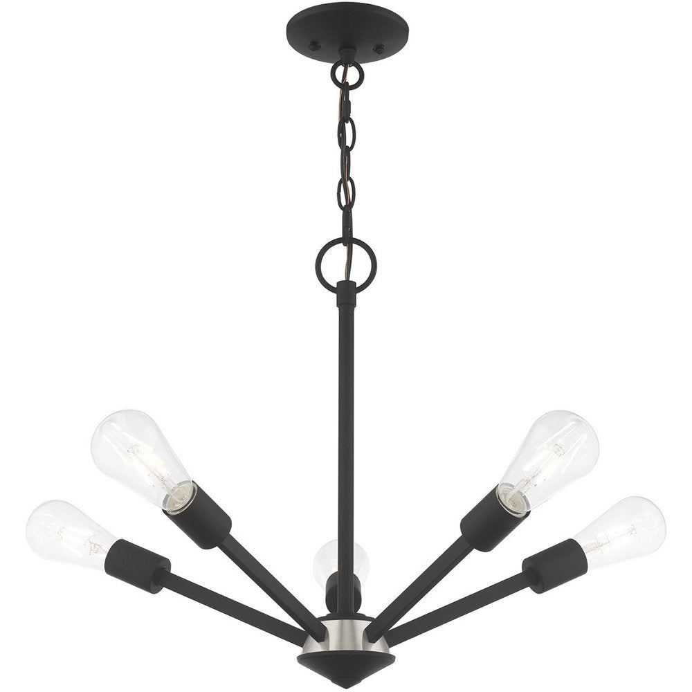 Five Light Dimmable Chandelier With Shades