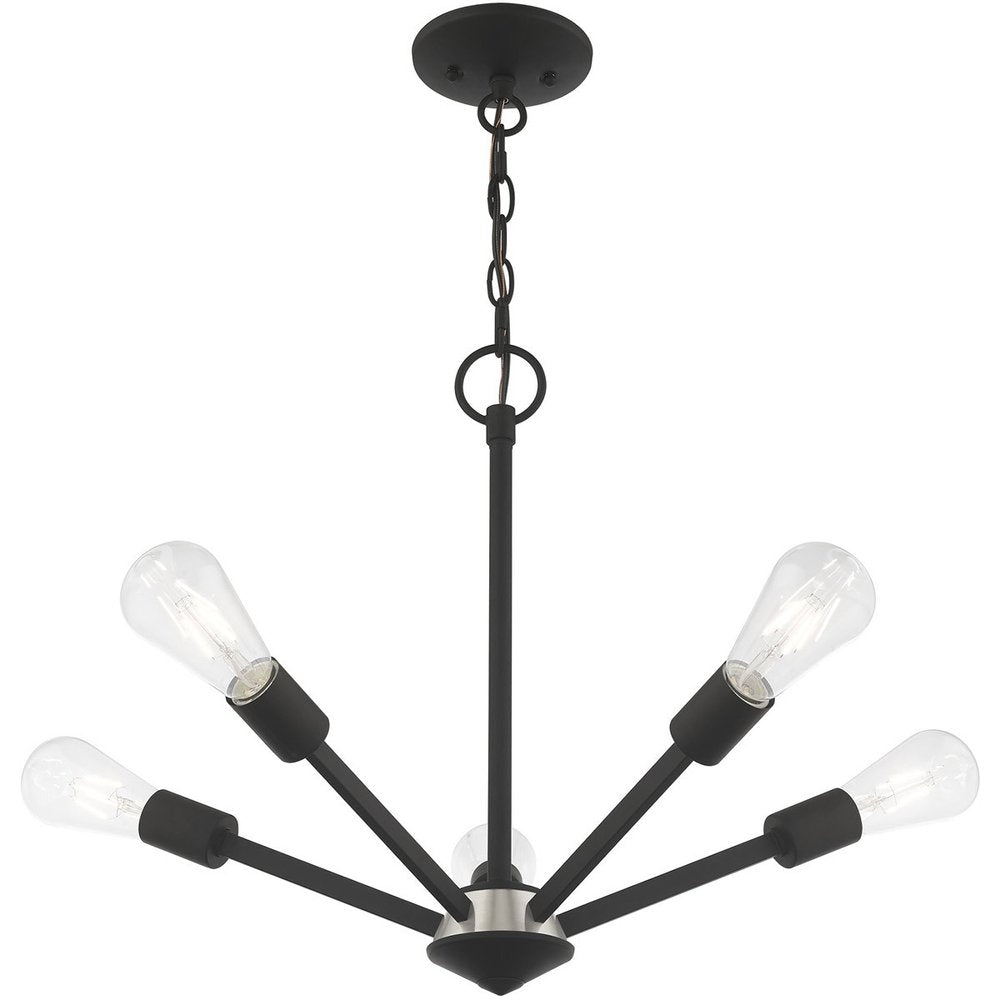 Five Light Dimmable Chandelier With Shades