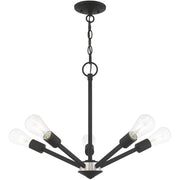 Black Five Light Dimmable Chandelier With Shades