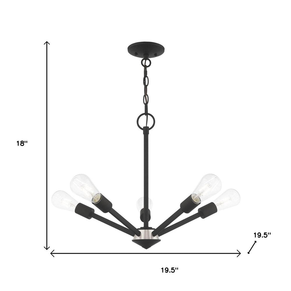 Black Five Light Dimmable Chandelier With Shades