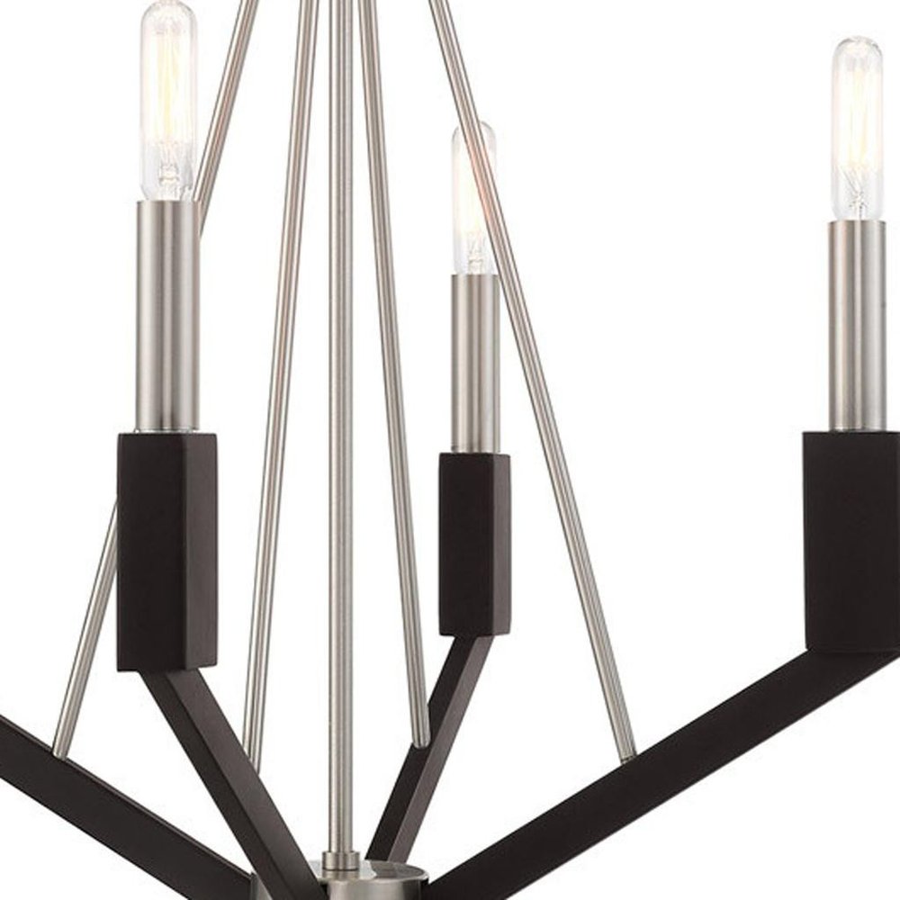 Nickel Four Light Metal Dimmable Chandelier With Shades