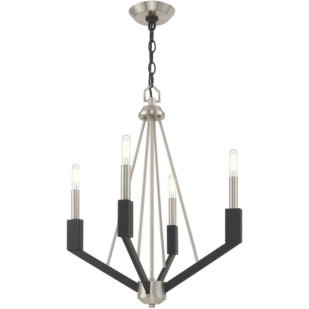 Nickel Four Light Metal Dimmable Chandelier With Shades