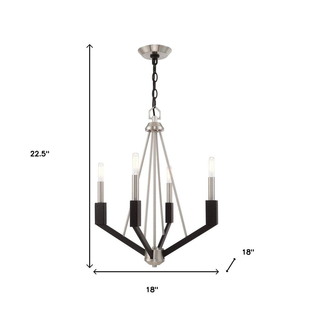 Nickel Four Light Metal Dimmable Chandelier With Shades