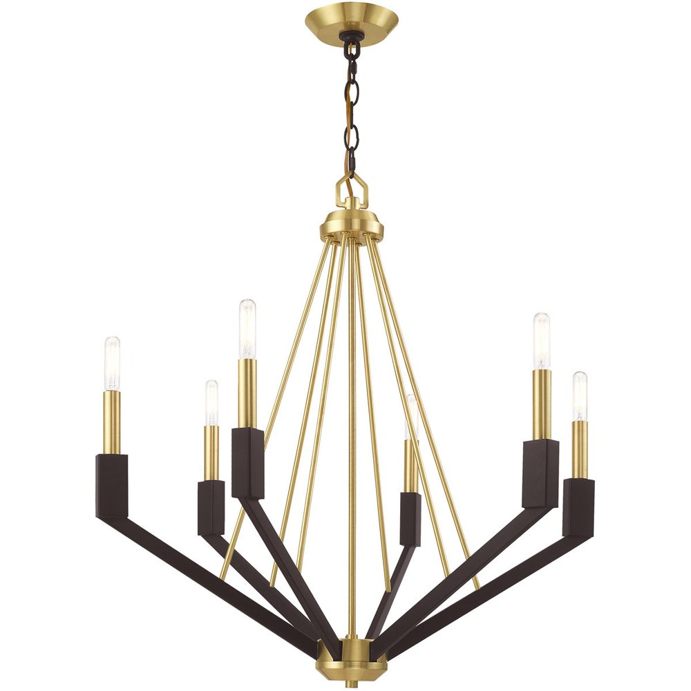 Six Light Dimmable Chandelier With Shades
