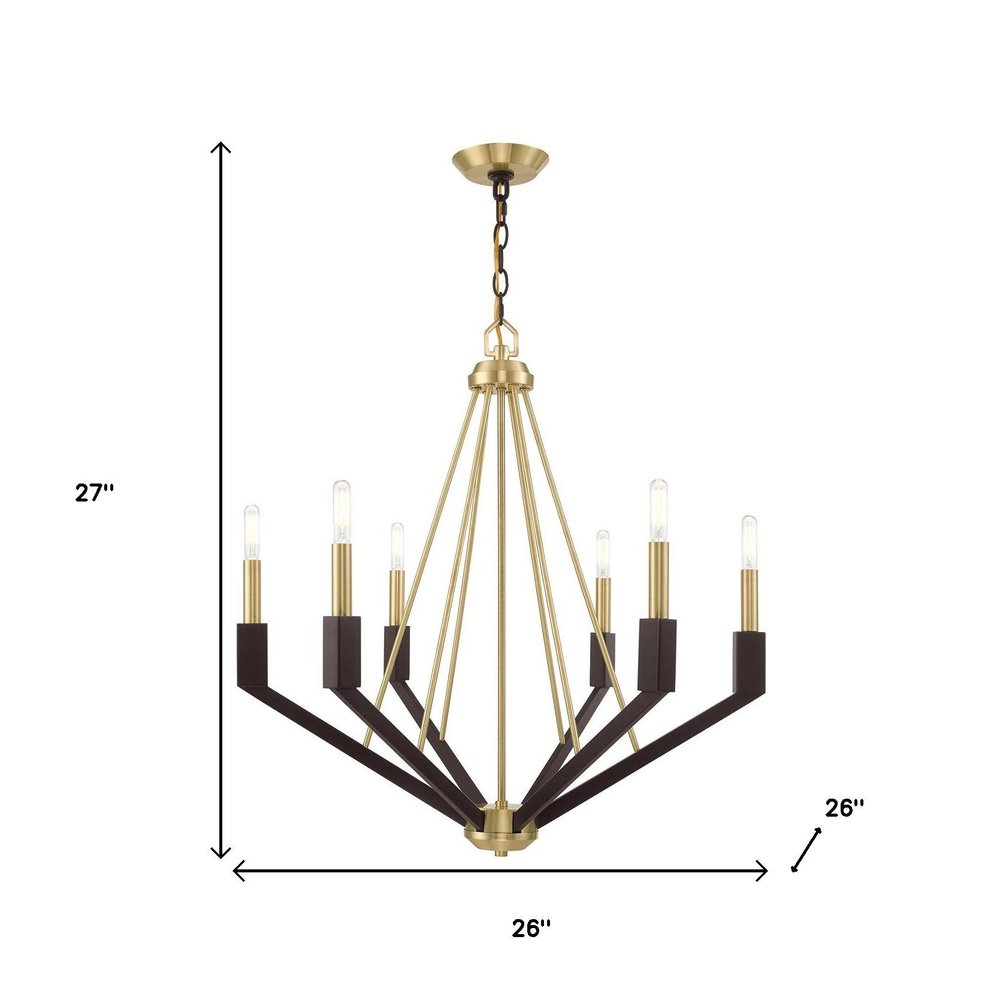 Six Light Dimmable Chandelier With Shades