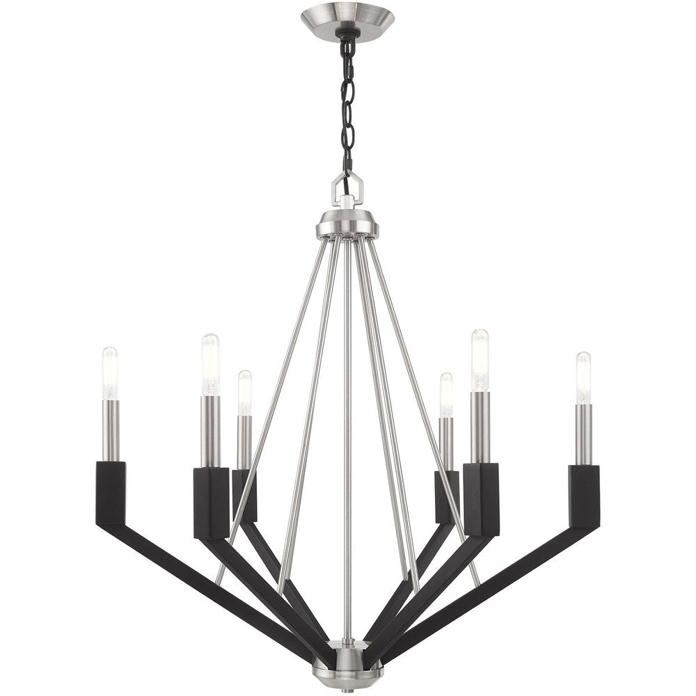 Six Light Dimmable Chandelier With Shades