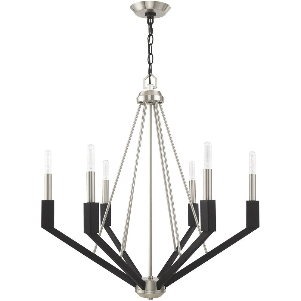 Six Light Dimmable Chandelier With Shades